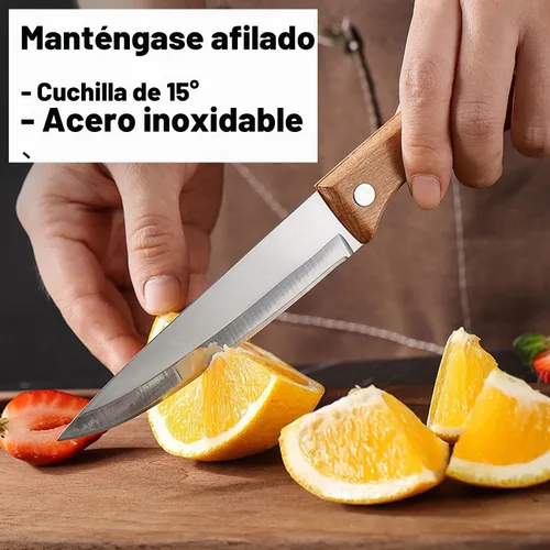 Vista 3 de Cuchillo de pelar para fruta y vegetales, cuchillo de cocina para cortar carne y rebanar, hoja de acero inoxidable ultra afilada, mango ergonómico