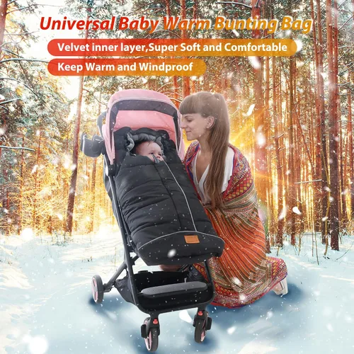Vista 3 de LAT - Saco de dormir para bebé, cálido, universal, saco de dormir para cochecito para clima frío, saco impermeable para niños pequeños