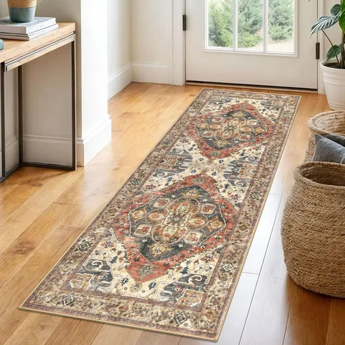 Vista 97 de SIILOOM Alfombra lavable de 2 x 3 pies, alfombra suave color taupe ceniza para entrada, tapete antideslizante para puerta de interior, tapete