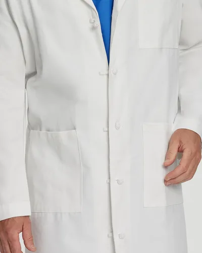 Vista 5 de Landau Abrigo de laboratorio de longitud completa con botón de tela de 5 nudos de ajuste relajado para hombres 3138