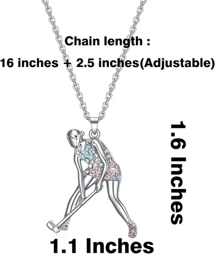 Vista 2 de VEEHOO Collar de béisbol, fútbol, raqueta de tenis, hockey, ballet, correr, voleibol para niñas y mujeres, regalo de joyería para jugadores