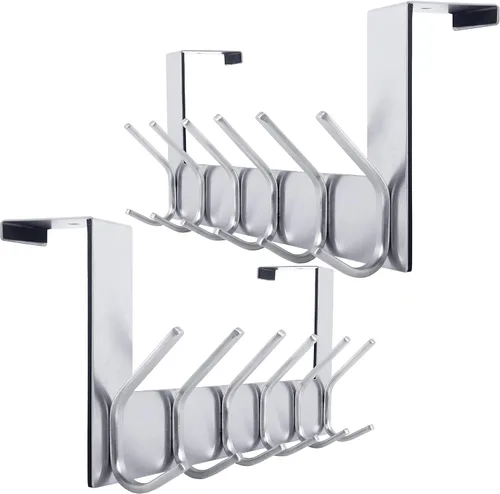 Vista 11 de WEBI Ganchos sobre la Puerta Colgador de Puerta, Toallero sobre la Puerta con 6 Ganchos para Colgar, Colgador de Abrigos y Toallas para Puerta Negro