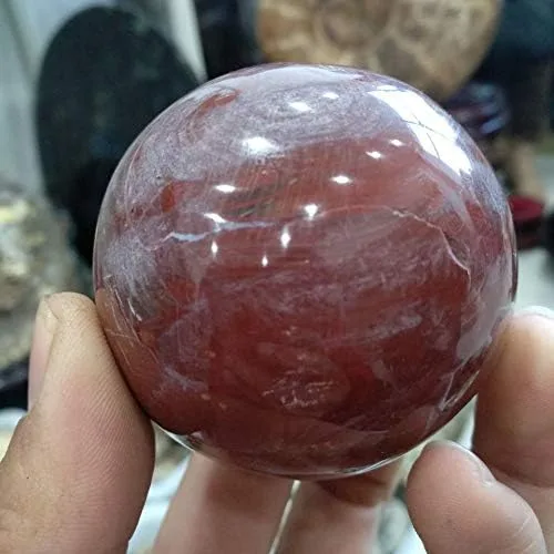Vista 4 de 1 esfera de madera petrificada de rosa roja de 2.362 in de diámetro de ágata de cristal de cuarzo para decoración de oficina en el hogar