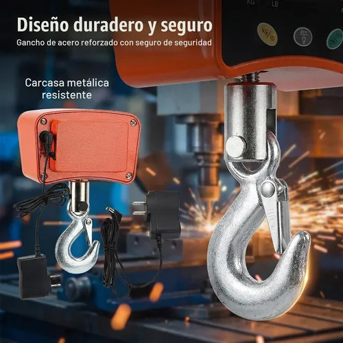 Vista 4 de Báscula colgante digital para grúa industrial con sensor de precisión adecuada para pesaje de granja (500 kg/1100 lb)