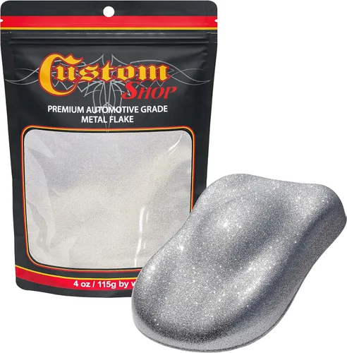 Vista 52 de Custom Shop - Purpurina metálica para pintura automotriz, oro brillante, 4 oz, micro escamas de metal de 0.004" para pintura de automóviles, aditivo