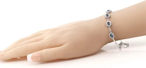 Vista 3 de Gem Stone King Pulsera ovalada de plata de ley 925 con topacio místico verde para mujer (4.20 quilates de 7 pulgadas con extensor de 1 pulgada)