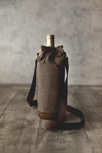 Vista 7 de PICNIC TIME Bolsa de lona encerada para vino, bolsa de lona encerada envejecida, bolsa de vino totalmente aislada, bolsa duradera para botellas