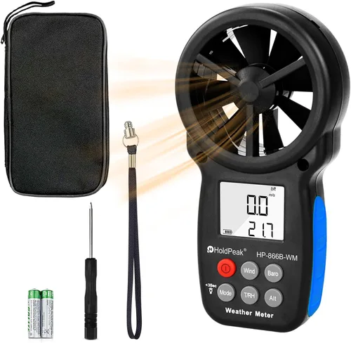 Vista 11 de HoldPeak 866B Anemómetro Digital Portátil Medidor de Velocidad del Viento para Medir Velocidad del Viento, Temperatura y Sensación Térmica