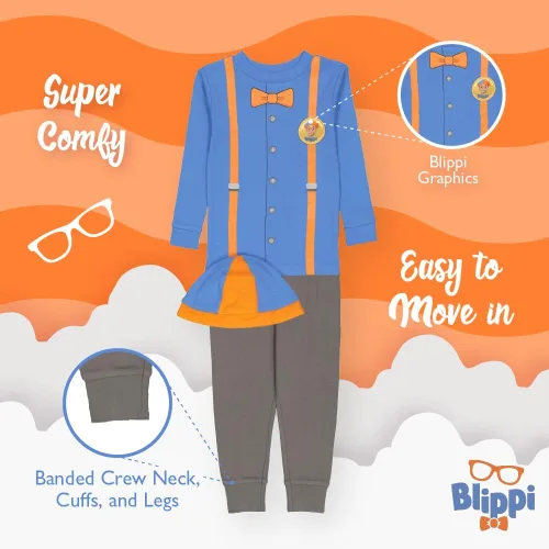Vista 4 de Blippi Boys' Little Snug Fit Cotton Pajamas