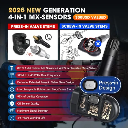 Vista 4 de Autel MaxiTPMS TS508WF KIT Herramienta de programación TPMS, con $300 8PCS Sensor y 4PCS válvulas, 2026 WiFi Ver de TS508 TS501 PRO TS408S TS601