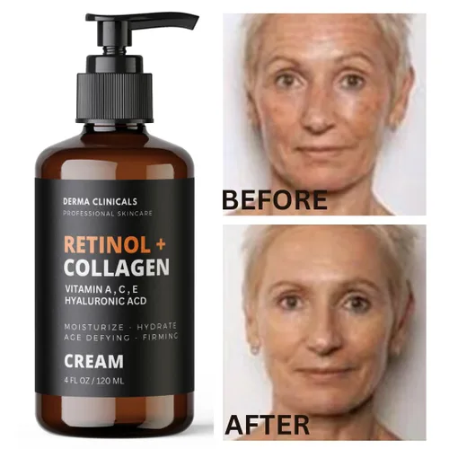 Vista 7 de Retinol + colágeno, ácido hialurónico, crema facial antienvejecimiento con vitamina C, crema hidratante de día y noche, crema antiarrugas