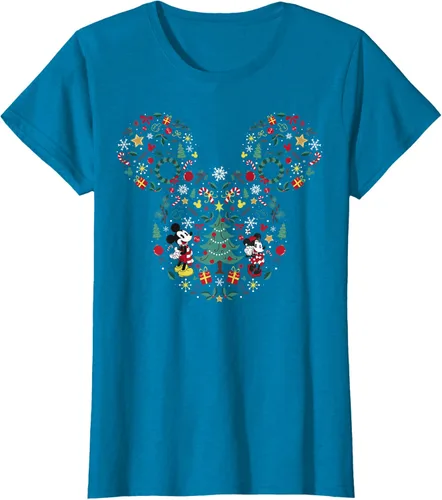 Vista 39 de Disney Mickey y Minnie Mashup Navideño Camiseta de Manga Corta Negro