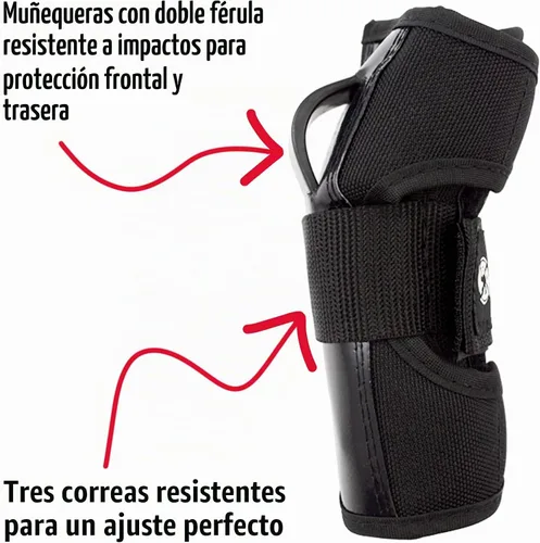 Vista 6 de Bont Juego de protección triple con rodilleras, coderas y muñequeras para niños y jóvenes Negro