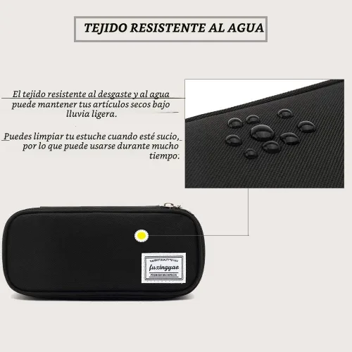 Vista 5 de FUXINGYAO Estuche para lápices con varias ranuras, cartuchera portátil para lápices, bolsa para bolígrafos para la oficina (negro)