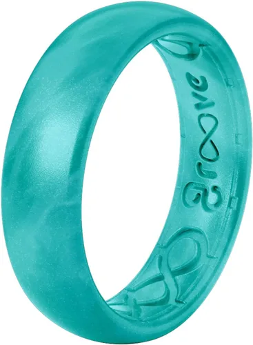 Vista 6 de Groove Life Anillo de boda de goma transpirable para mujer, diseño único, anillo de ajuste cómodo
