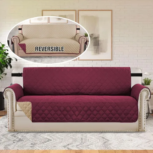 Vista 148 de H.VERSAILTEX Funda de sofá resistente al agua para sofá de 3 cojines, reversible, protector de muebles acolchado con correa elástica, funda de sofá