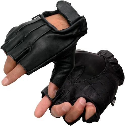 Vista 10 de Guantes Milwaukee Leather para hombre sin dedos para motocicleta Comodidad acolchada; alivio de vibración; bordado de llama