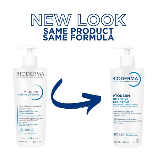 Vista 3 de Bioderma Atoderm - Crema de gel intensivo, hidratante corporal calmante para pieles sensibles secas a atópicas, hidratación 24 horas, 16.9 onzas