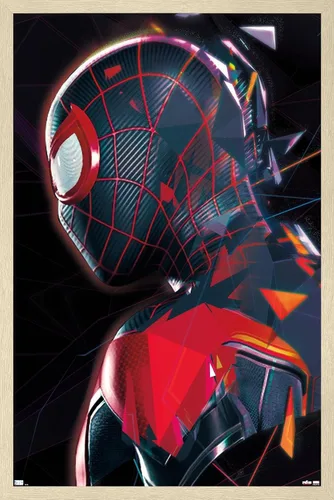 Vista 7 de Trends International Marvel's Spider-Man: Miles Morales - Póster de pared de perfil, 14.725 x 22.375 pulgadas, versión enmarcada de madera de granero