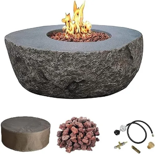 Vista 54 de Elementi+ Mesa de Fuego de Gas Colorado de Hormigón Fundido de 56" Rectangular, Hoguera al Aire Libre con Ignición Electrónica Incluye Cubierta