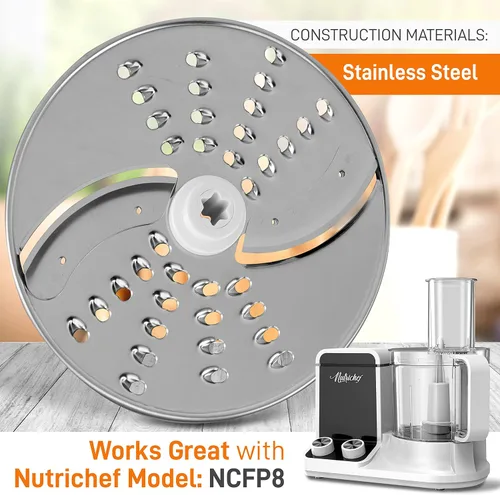 Vista 2 de NutriChef Disco de corte y trituración para procesador de alimentos, acero inoxidable, compatible con NCFP8, desmontable y extraíble, apto