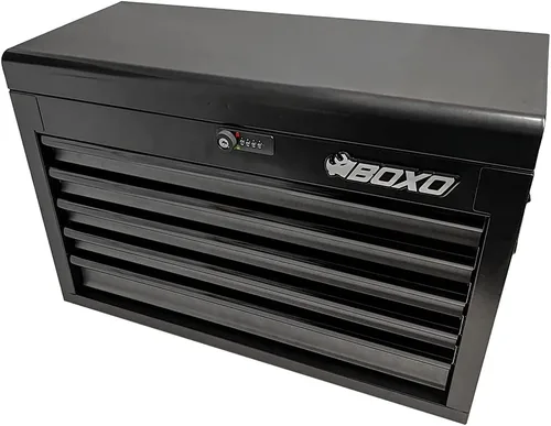 Vista 2 de Boxo USA - Caja de herramientas de transporte manual con 5 cajones de 26 pulgadas, caja de herramientas de acero resistente con sistema de bloqueo