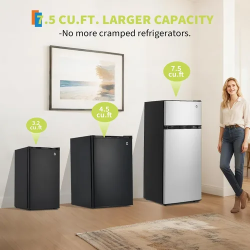 Vista 8 de Garvee Refrigerador compacto de 3.2 pies cúbicos Mini refrigerador de una puerta con funcionamiento silencioso y eficiente energéticamente