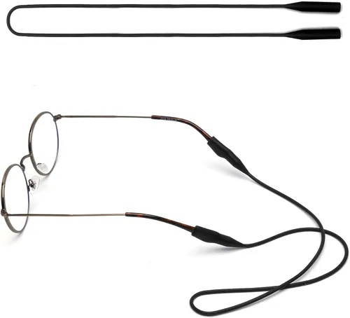Vista 2 de JM Soporte de correa elástica de silicona para lentes de sol, resistente al agua, cadena de gafas de sol deportivas, paquete de 2