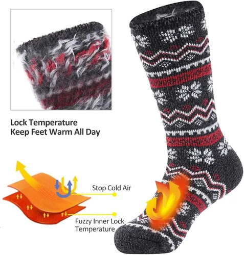 Vista 5 de Calcetines deportivos térmicos, cálidos, unisex, gruesos, con aislamiento térmico, para invierno