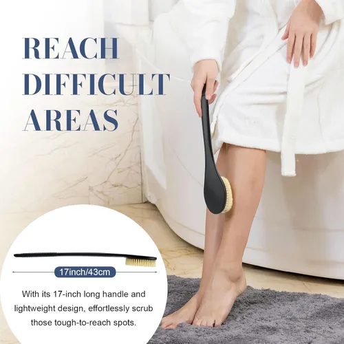 Vista 4 de Limpiador de espalda para ducha, cepillo corporal de ducha para limpieza con mango largo para ducha, limpiador de espalda de 17 pulgadas para ducha