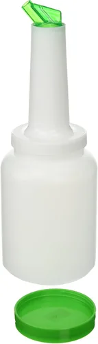 Vista 10 de Winco Botella de licor/jugo de 2 cuartos de galón, boquilla blanca y tapa