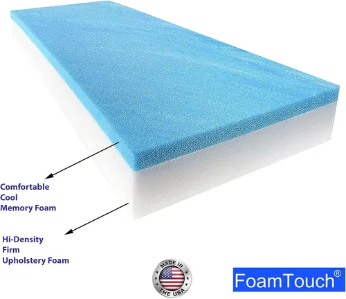 Vista 4 de FoamTouch Colchón de espuma viscoelástica de gel de 2" sin funda Gel sobre espuma blanca