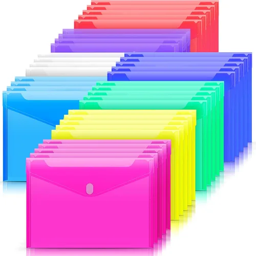 Vista 10 de Sooez Paquete de 6 sobres de plástico, carpetas de archivos de plástico para documentos, carpeta escolar transparente, carpetas de archivos