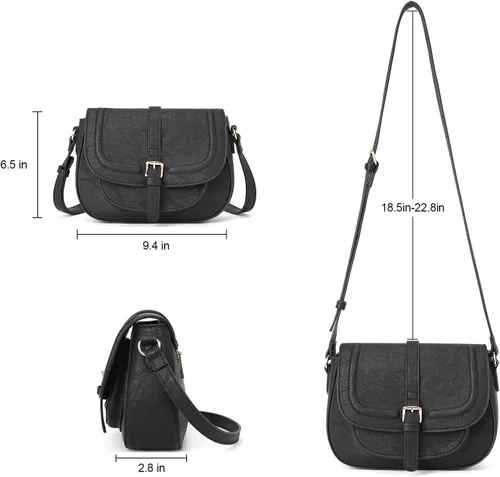 Vista 5 de CLUCI Bolso cruzado para mujer, bolso cruzado de cuero vegano para mujer, bolsos cruzados, bolsos pequeños de hombro con 2 correas ajustables