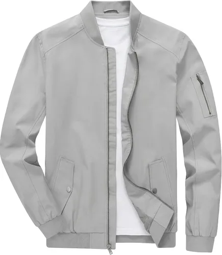 Vista 15 de TBMPOY Men's Bomber Jacket Lightweight Spring Windbreaker Light Casual Stylish Fashion Fall Zip up Coats With Pockets