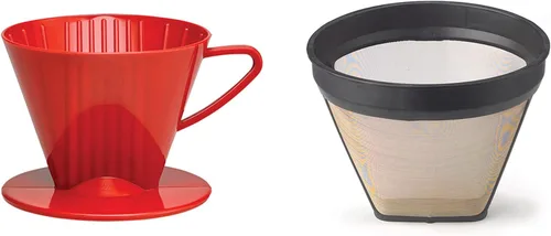 Vista 24 de Cono de Filtro de Café para Verter Fino, Tamaño Número 1, Negro, Prepara de 1 a 2 Porciones