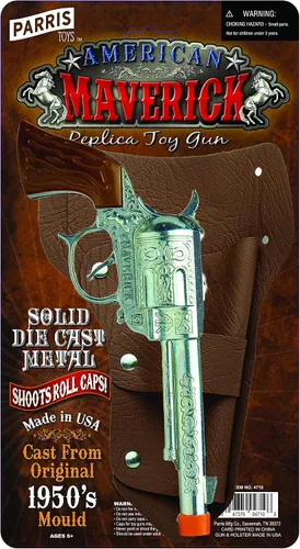 Vista 8 de PARRIS CLASSIC QUALITY TOYS EST. 1936 - INSIGNIAS DE TEXAS RANGER - Funda única gris decorada, acción de cañón con rotura en la punta del dedo