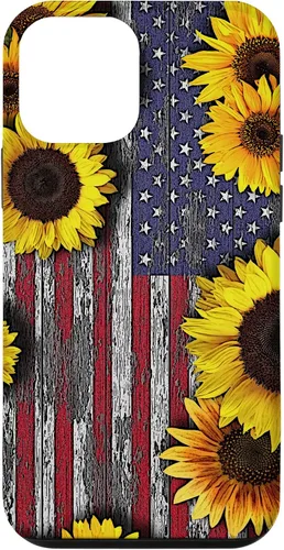 Vista 16 de American Flag with Sunflowers Case for iPhone 17