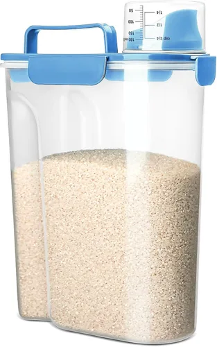 Vista 12 de Viretec Recipiente de almacenamiento de arroz, dispensador hermético de alimentos secos de 15 a 20 libras, recipiente de comida para mascotas