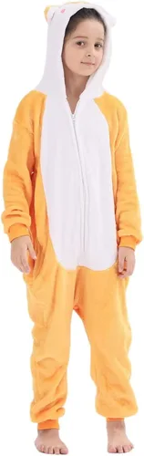Vista 5 de HIBCIGA Disfraz de mameluco para niños, cosplay de animales para niños y niñas, Halloween cálido de felpa de una pieza