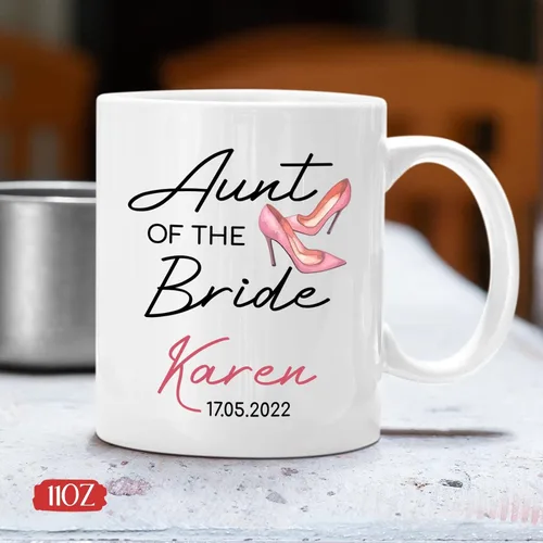 Vista 4 de Taza personalizada para la tía de la novia, taza de tía novia, regalo de boda para tía de la novia, regalo de tía de novia, taza de café de boda