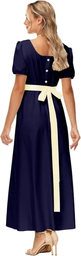 Vista 3 de AOBUTE Womens Regency Dress Halloween Costume Maxi Dresses with Satin Sash