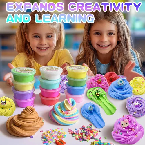 Vista 4 de Paquete de 14 kits de slime de mantequilla, suave y antiadherente, regalos de cumpleaños para niñas y niños, recuerdos de fiesta de Pascua
