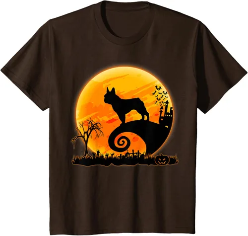 Vista 37 de Camiseta divertida de disfraz de Halloween para perro y luna de Bulldog francés, Negro, S