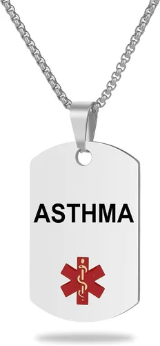 Vista 33 de Collar de alerta médica, etiqueta grabada con láser, grabado personalizado, etiqueta de identificación de acero inoxidable, colgante para hombres