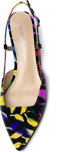 Vista 3 de WAYDERNS Zapatos de tacón bajo con correa de tobillo y puntera puntiaguda para mujer, 1.5 pulgadas