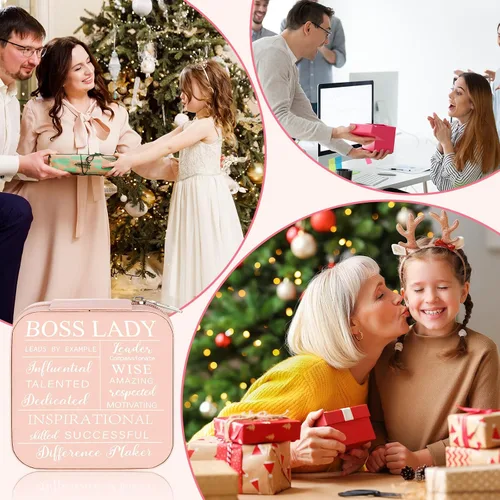 Vista 5 de Regalos para compañeras de trabajo para mujeres, joyero de viaje, citas inspiradoras, dama líder, compañera de trabajo, apreciación de cuero