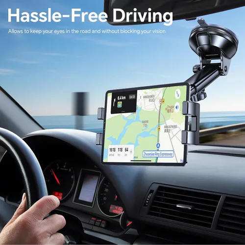 Vista 9 de Soporte para tablet para coche, soporte para iPad para coche【Parabrisas+Salpicadero】Ventosa para iPad para camión Soporte【360° 】Soporte para tablet