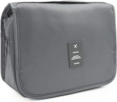 Vista 12 de Trawila Neceser colgante de viaje, bolsa de cosméticos, organizador de maquillaje para hombres y mujeres con gancho resistente, Beige, Moda