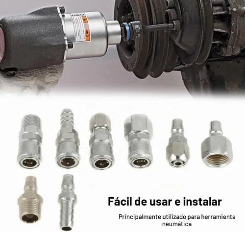 Vista 2 de Conector rápido para manguera de compresor, accesorio de manguera neumática, 8 piezas de conector de manguera, BSP 1/2 pulgada, manguera